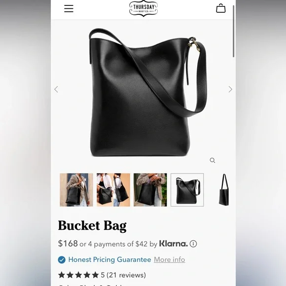 Thursday Black Leather Tote Bag - Picture 4 of 4